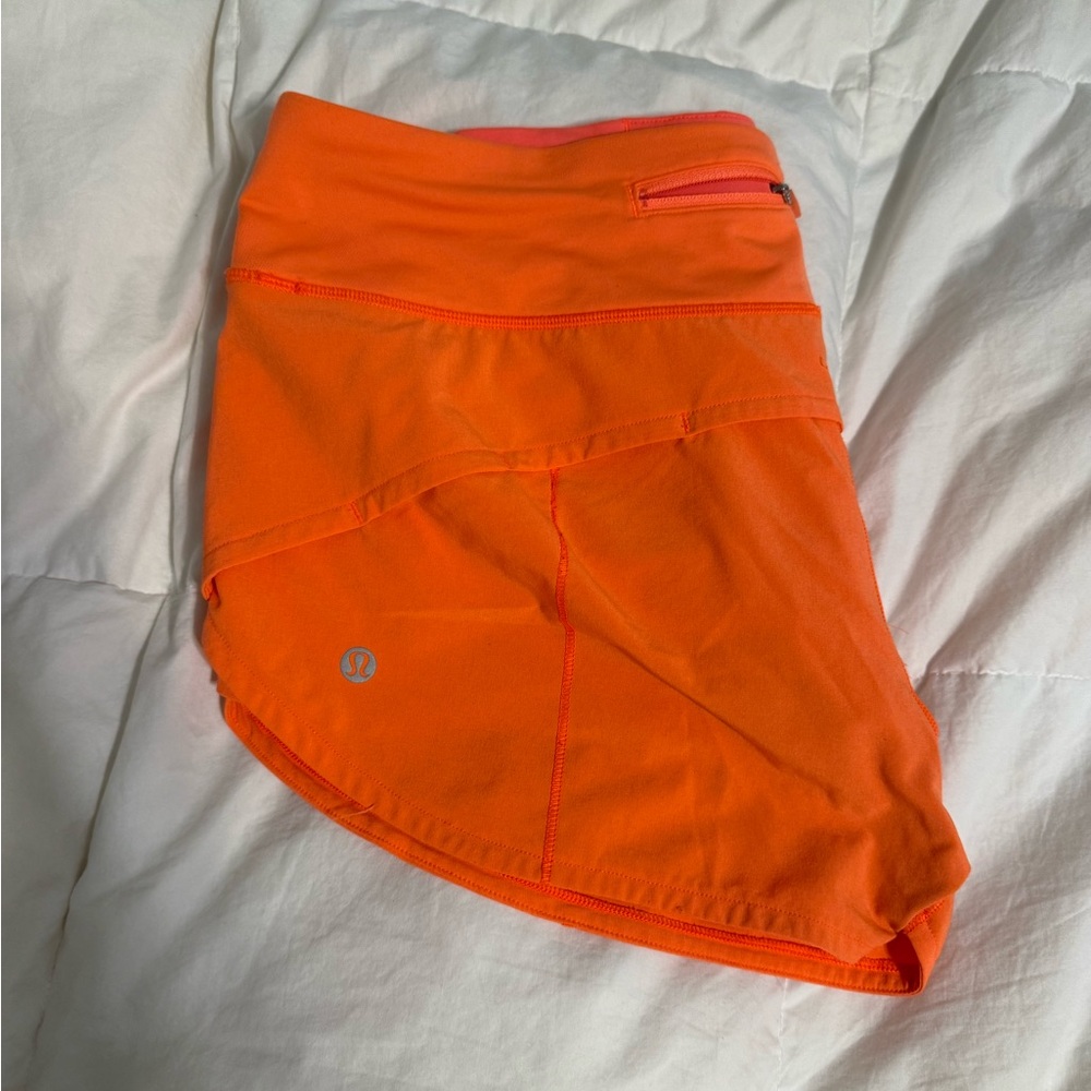 Lululemon Orange Speed Up Shorts 2.5 inch